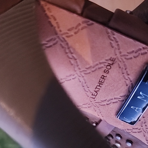 Brown Leather Studded L.A.M.B. Made in Brazil High Heel Sandals Size 6.5 - Picture 12 of 13